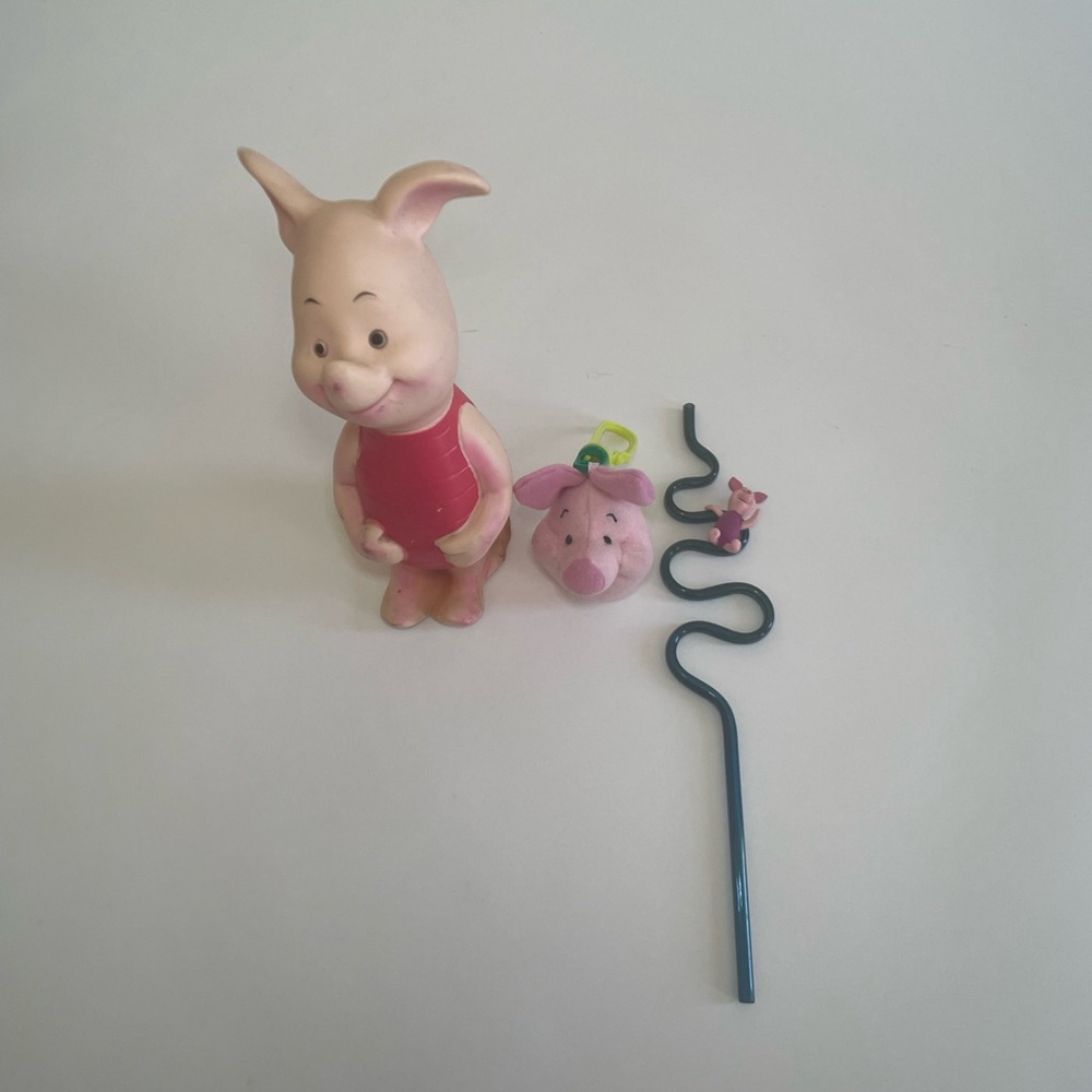 Piglet Squeak Rubber Toy - Piglet Backpack Plush Clip - Piglet Crazy Straw